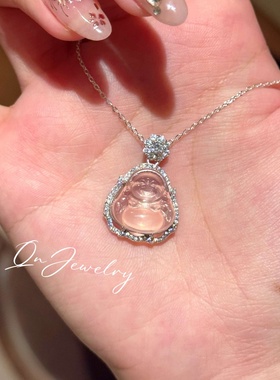 QnJewelry/ 星光莫粉小胖佛 s925纯银项链A6