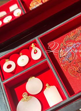 QnJewelry/ 金镶玉 双层水滴天然羊脂白玉18k金项链