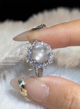 Qn Jewelry/弦月 水沫玉鸽子蛋 s925纯银天然水沫玉鸽子蛋戒指A11