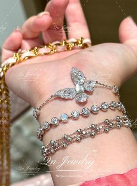 QnJewelry/ 仙气蝴蝶手链 天然水沫玉s925纯银手链A99