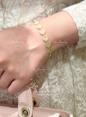 QnJewelry/ 晴水渐变四叶草手链 天然和田玉S925纯银手链A92c21