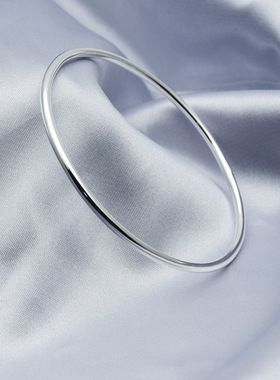 三生三世银手镯9999传承足银手镯女生纯银细圈三环光面实心银手环