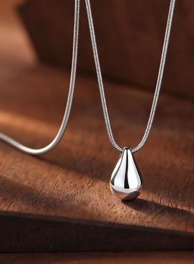 925银水滴抽拉毛衣链女轻奢高级感跨境热销小众时尚项链欧美饰品