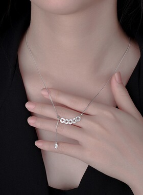 足银 999 五帝钱项链女款新中式锁骨链吊坠生日礼物送女朋友