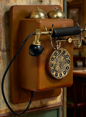 复古怀旧老式挂壁挂电话机模型服装店酒吧咖啡厅装饰品壁饰摆件