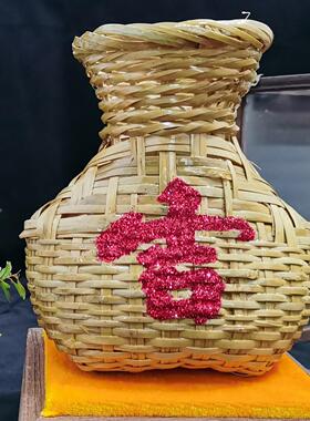 竹鱼篓创意摆设精品纯手画彩绘