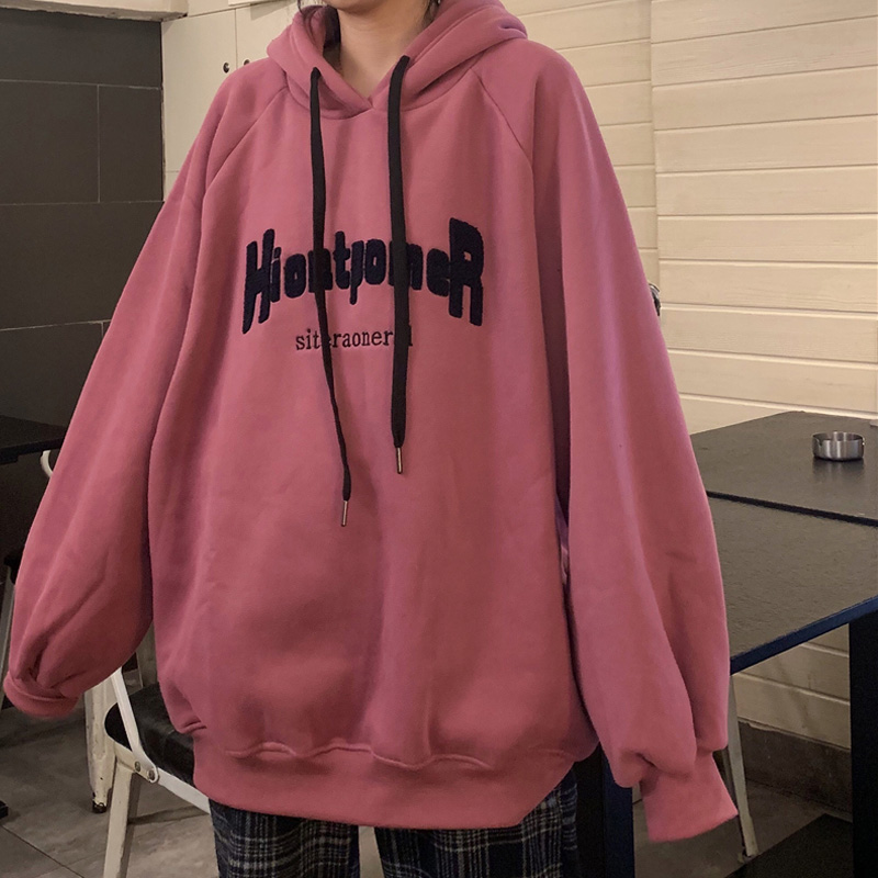 ins超火春秋冬加绒加厚卫衣女学生宽松潮韩版慵懒风chic上衣外套