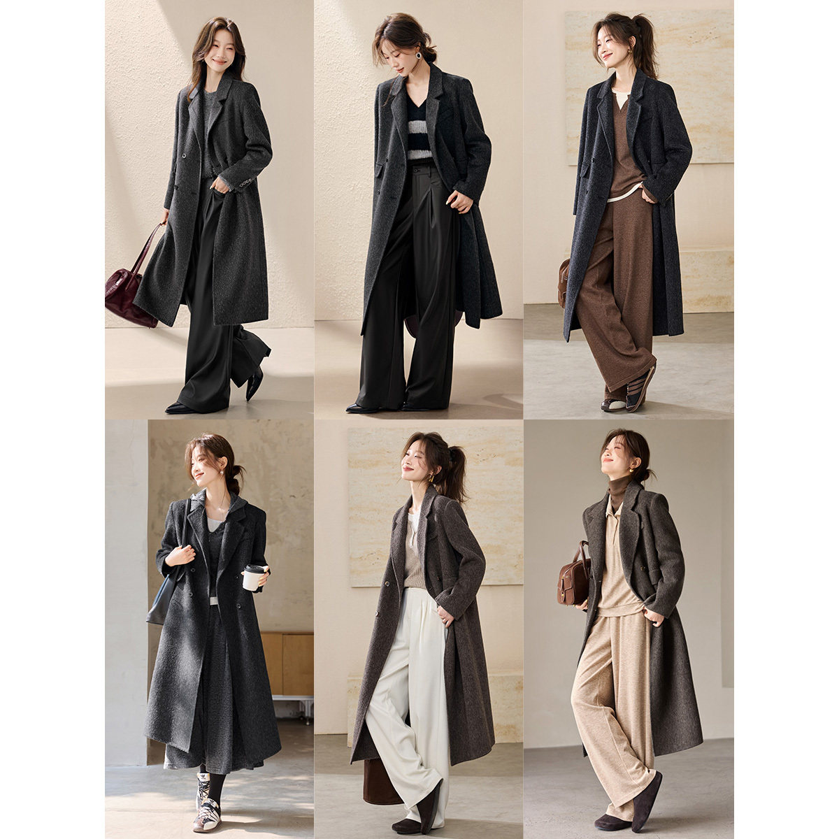 沫晗依美含羊驼毛手工双面呢羊毛大衣2025冬季西装式双排扣外套女,淘宝优惠券,粉丝福利购,淘宝优惠卷