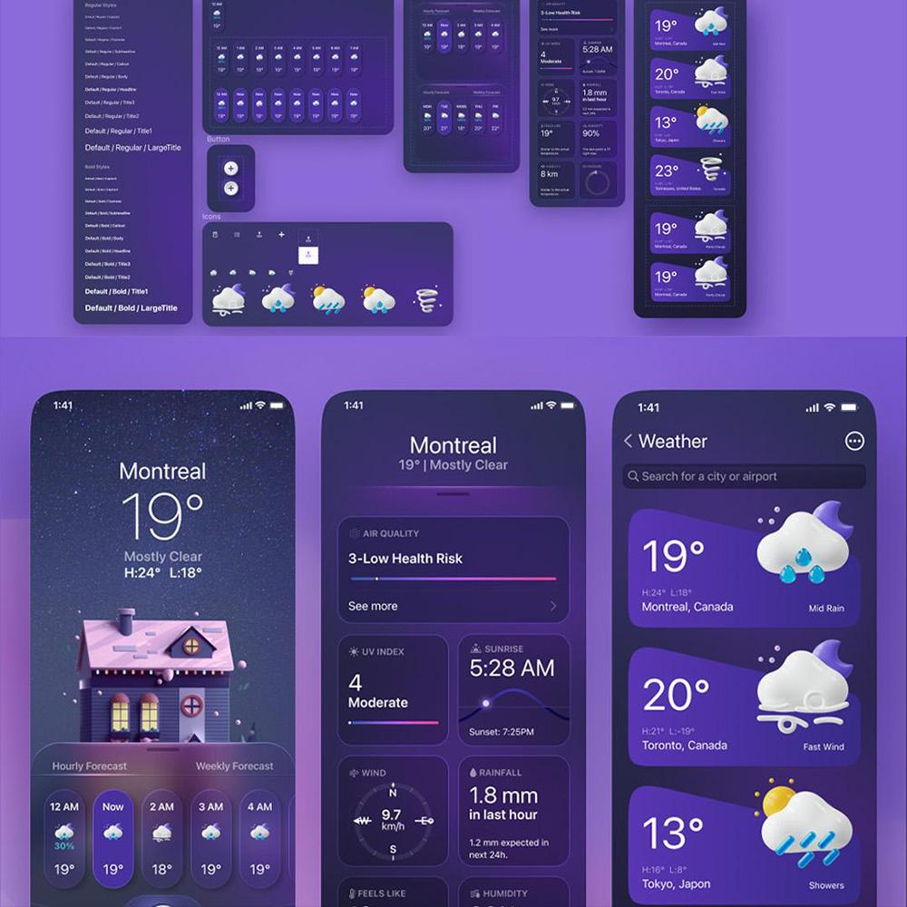 3D天气预报APP设计 | UI设计Figma源文件 - 图1