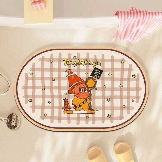 卡通星星人可爱浴室吸水家用地垫软硅藻泥厕所卫生间门口防滑脚垫