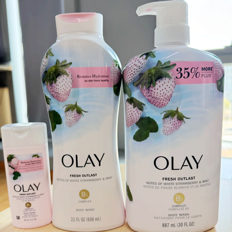 现货速发 甜美！美国原装 OLAY玉兰油白草莓薄荷烟酰沐浴露887ml - 图0