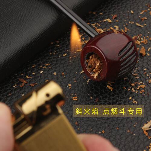 点烟斗专用斜火焰打火机循环充气金属材质抽旱烟卷烟送男友老公 - 图2