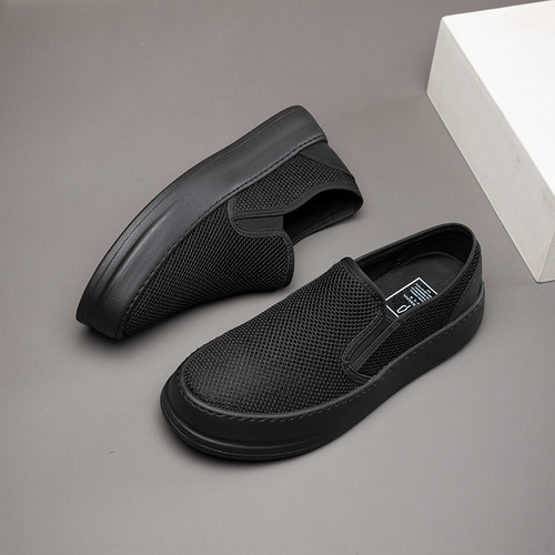 帕达索2023新款透气休闲鞋一脚蹬低帮懒人鞋套脚舒适布鞋男230620 - 图1