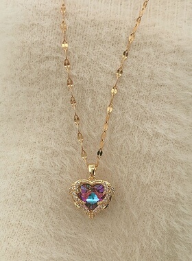 海洋之心项链女立体爱心项链ins吊坠钛钢镀18K金义乌配饰首饰