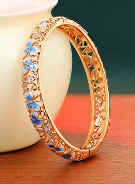 新中式镂空威德镯子手镯开口复古