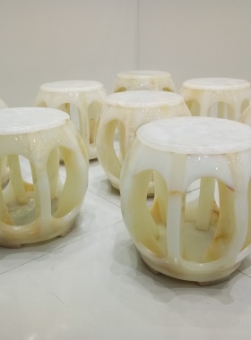 纯天然玉石茶桌椅子  玉石高档圆形凳子包邮室外石茶桌凳子 茶桌
