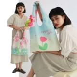 Очень большая дизайнерская оригинальная розовая сумка на одно плечо, шоппер, в цветочек