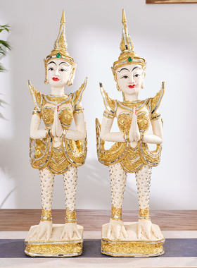 东南亚迎宾暹罗木质摆件泰式风格