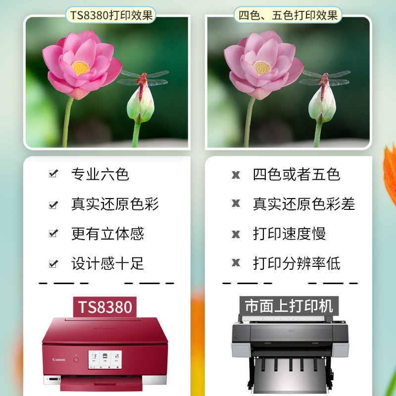 佳能ts8380打印机家用小型学生连供 佳能完美色彩喷墨多功能一体机