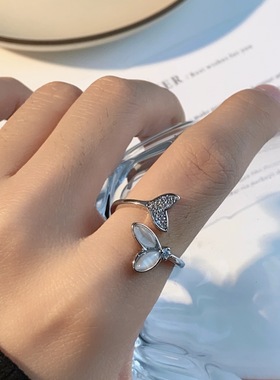 法式简约设计感鱼尾开口戒指