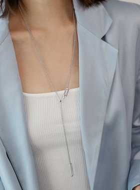 简约轻奢镂空长方形长款项链