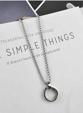 简约双环戒指项链男女情侣吊坠