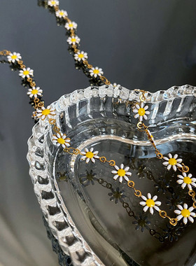 日韩百搭小花朵彩色串珠项链甜美