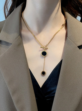 钛钢不掉色长款毛衣链装饰项链