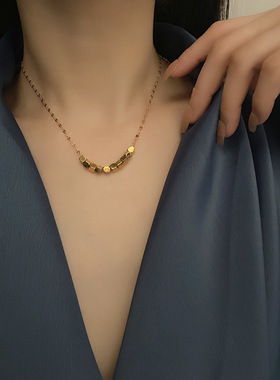 小方块冷淡简约风十全十美锁骨链