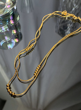 转运珠钛钢小众不掉色双层项链