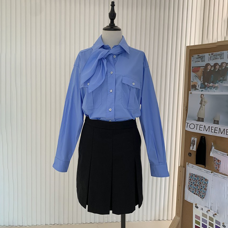 现货ICIC小禾同源女装春季新款防缩毛条绵羊毛弹力斜纹花呢半身裙 - 图0