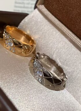 S925纯银戒指香港风菱格碳钻闪耀重工轻奢高端小众级感复古时尚环