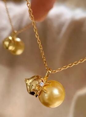 S925纯银项链珍珠葫芦轻奢高端小众级设计感精致气质百搭锁骨颈链