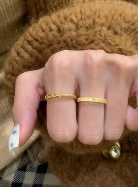 S925纯银戒指素圆圈小麻花轻奢高端小众级设计感简约精致气质时尚