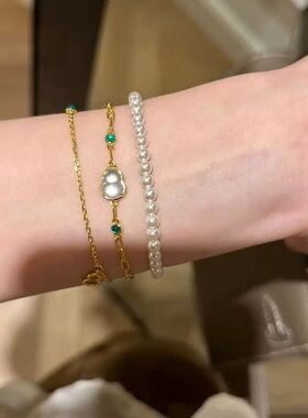 S925纯银手链双层水沫玉葫芦轻奢高端小众级设计感精致个性简约潮