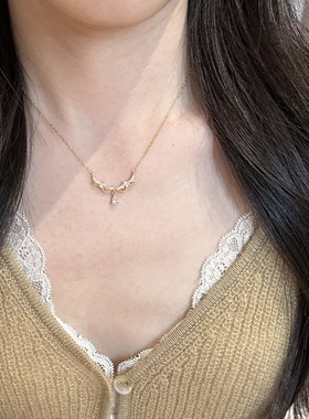 S925纯银项链爱丽丝公主的皇冠蕾丝水滴钻轻奢高端小众级感锁骨颈