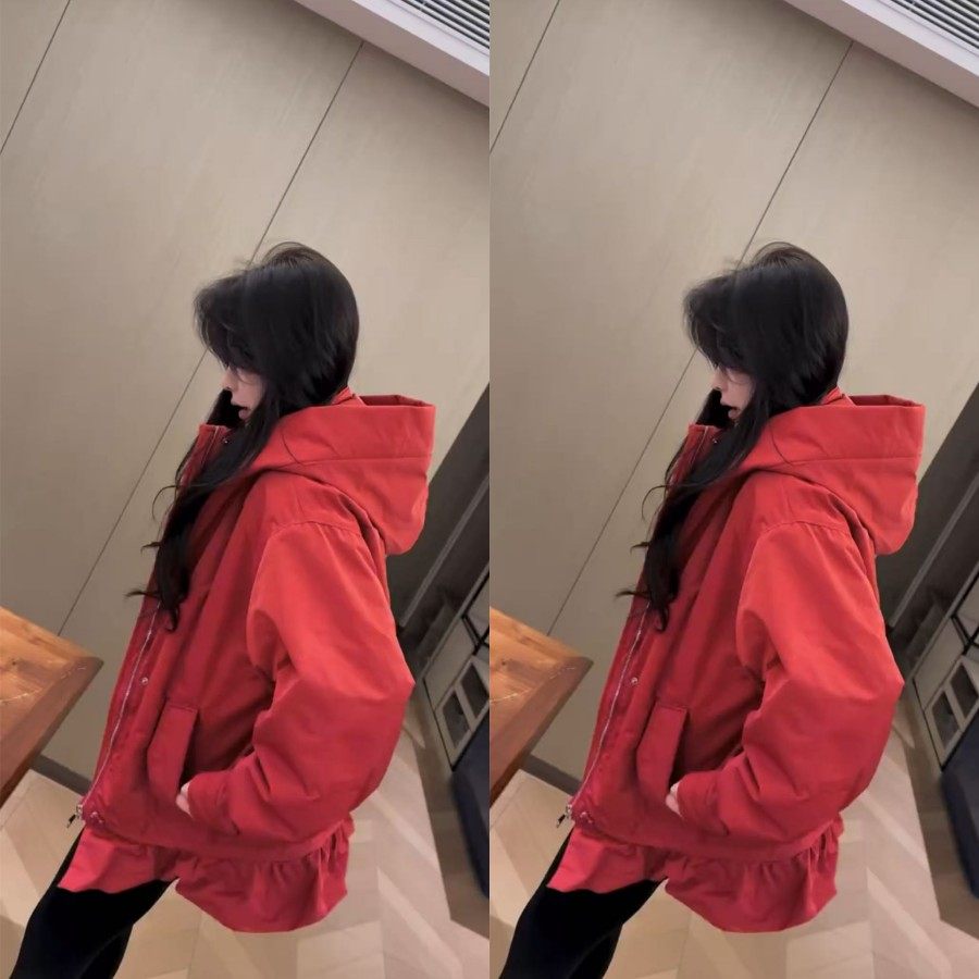 洋气时髦花苞下摆连帽中长款二棉薄外套2026早春新款宽松遮肉百搭,淘宝优惠券,粉丝福利购,淘宝优惠卷