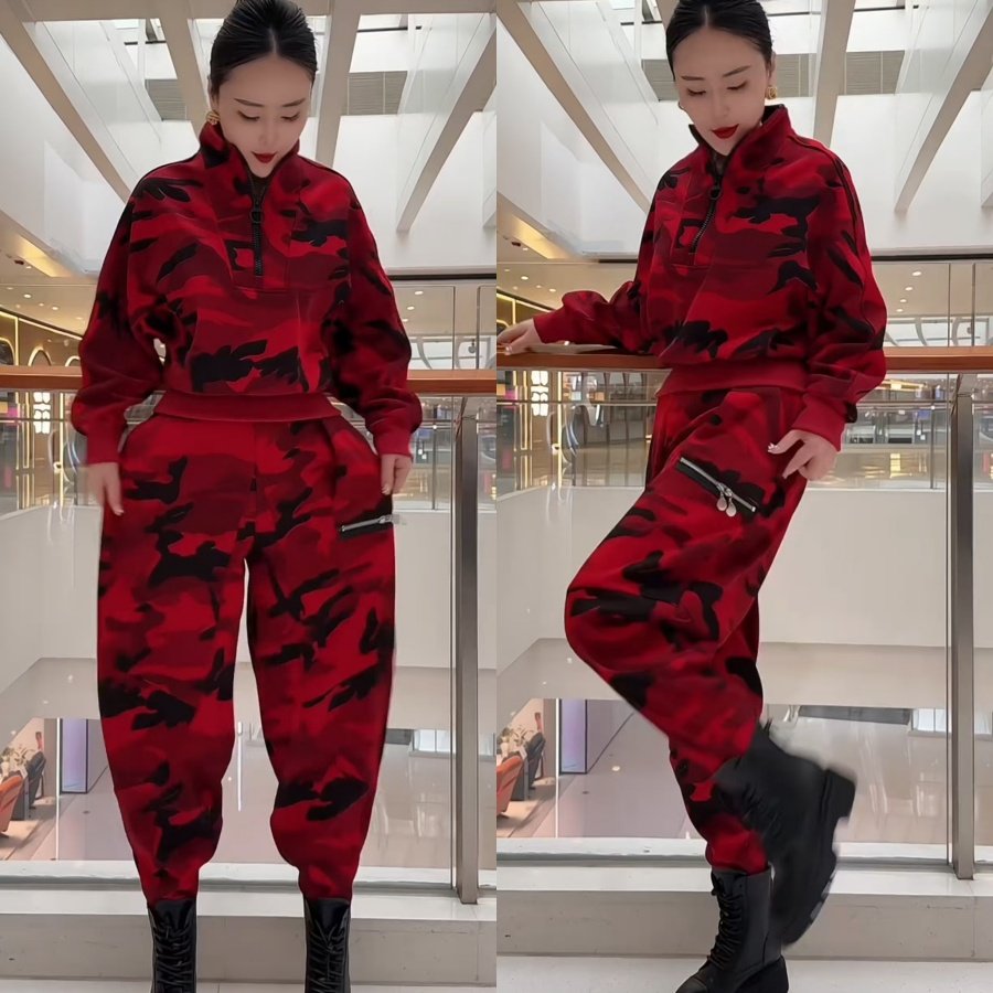 气质迷彩休闲套装早春新款宽松微胖卫衣哈伦裤遮肉显瘦时尚两件套,淘宝优惠券,粉丝福利购,淘宝优惠卷