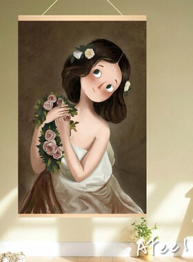 简约现代手绘蒙娜丽莎梵高Q版大师轻奢玄关装饰挂画艺术世界名画