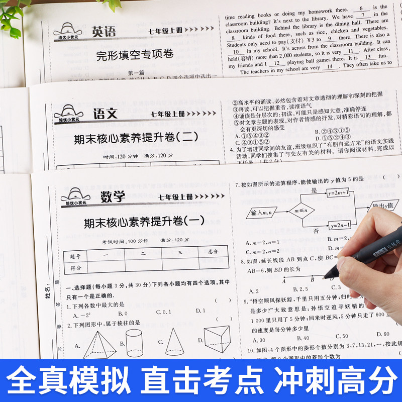 七年级上册试卷测试卷全套语文数学英语人教版初一7上册同步专项训练题初中必刷题单元期中期末冲刺100分真题模拟考试卷子练习册