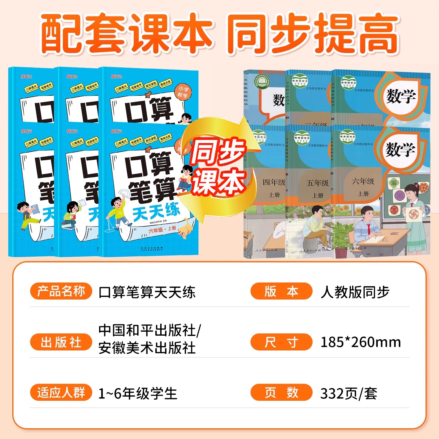 2025新版数学口算笔算天天练小学一二三四五六年级上册下册人教版教材配套练习册同步训练题计算题专项强化训练书口算题卡每日一练 - 图0
