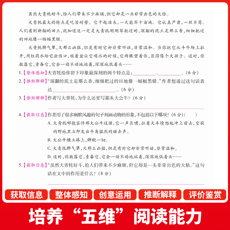 小学语文金牌阅读周周练教材同步真题测试卷练习册小学生二三四五六年级下册阅读理解答题技巧专项强化训练题教辅学习资料书人教版-图2