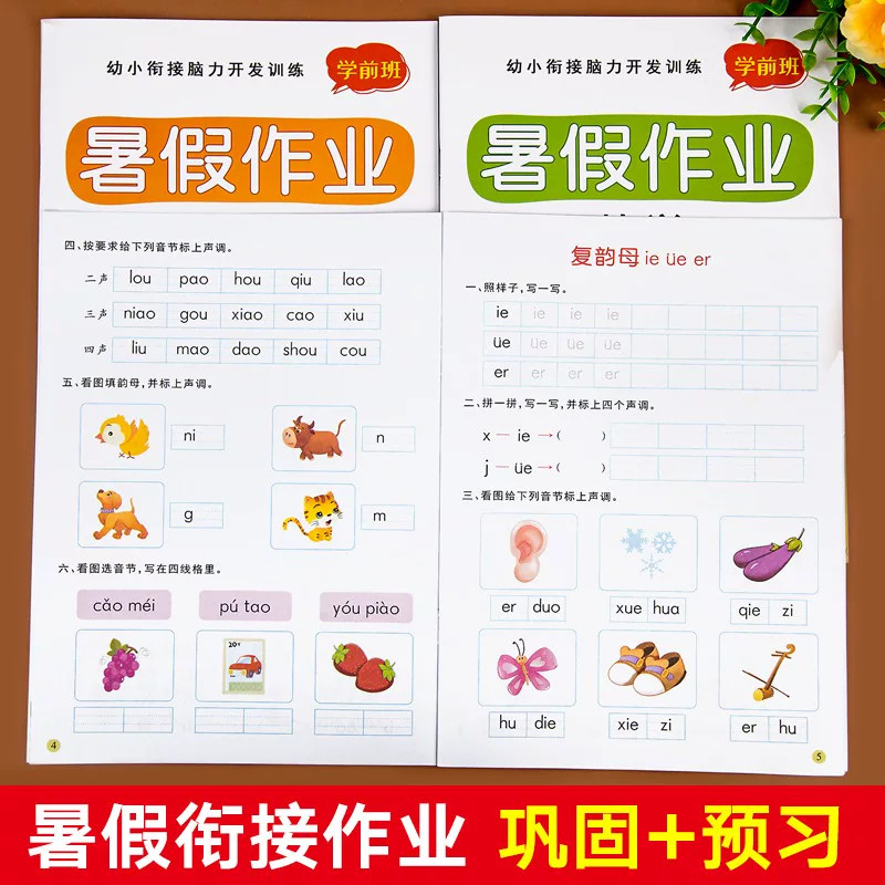 幼小衔接暑假作业幼儿园拼音数学语言教材全套幼升小学一年级入学准备大练习专项综合训练学前班中大班练习册测试卷练习题每日一练