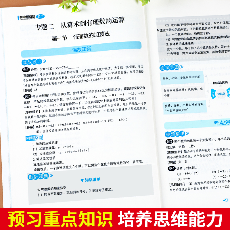 初一数学专题训练小升初暑假衔接教材初中预备班人教版七年级上册数学必刷题6升7暑假作业总复习预习资料七上课本同步练习册教材书-图2