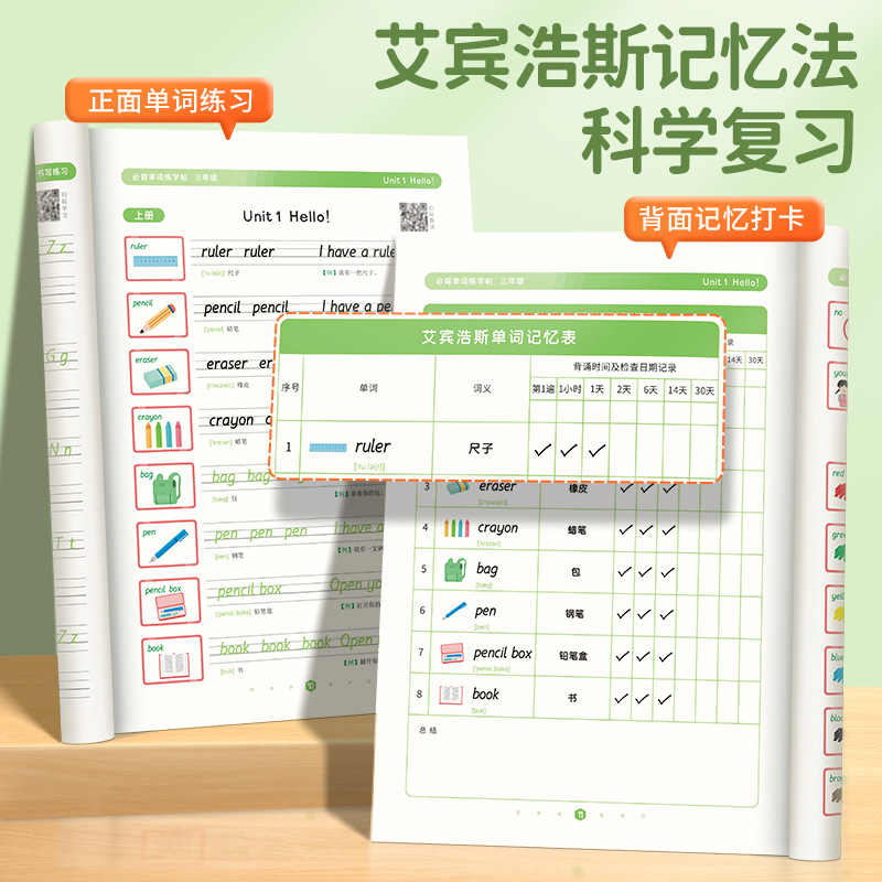 衡水体英语字帖小学生专用一二三四五六年级上册下册英语课本同步练字帖英文单词练字本硬笔书法临摹描红每日一练人教版写字课课练 - 图0