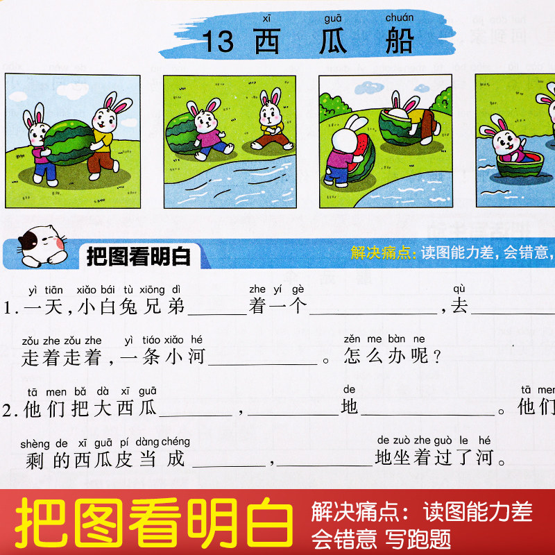看图写话二年级上册下册人教版全一册小学生写作范本文大全同步语文专项训练书每日一练小学2年级说话写话作文书起步入门练习册