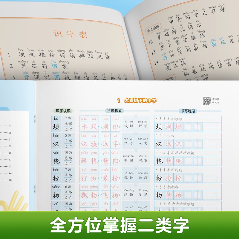 【二类字字帖】华夏万卷小学一二三四五年级下册语文教材同步练字帖规范书写笔画笔顺专项练习册人教版二类字练字帖生字描红练字本-图0