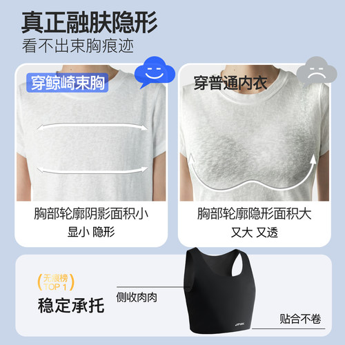 JPIOC鲸崎束胸内衣无痕大胸显小cos超平塑胸背心女秋冬运动裹胸 - 图2