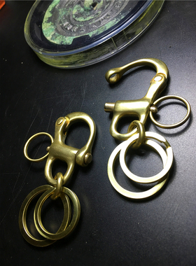 纯铜海军钥匙扣黄铜帆船快开弹簧
