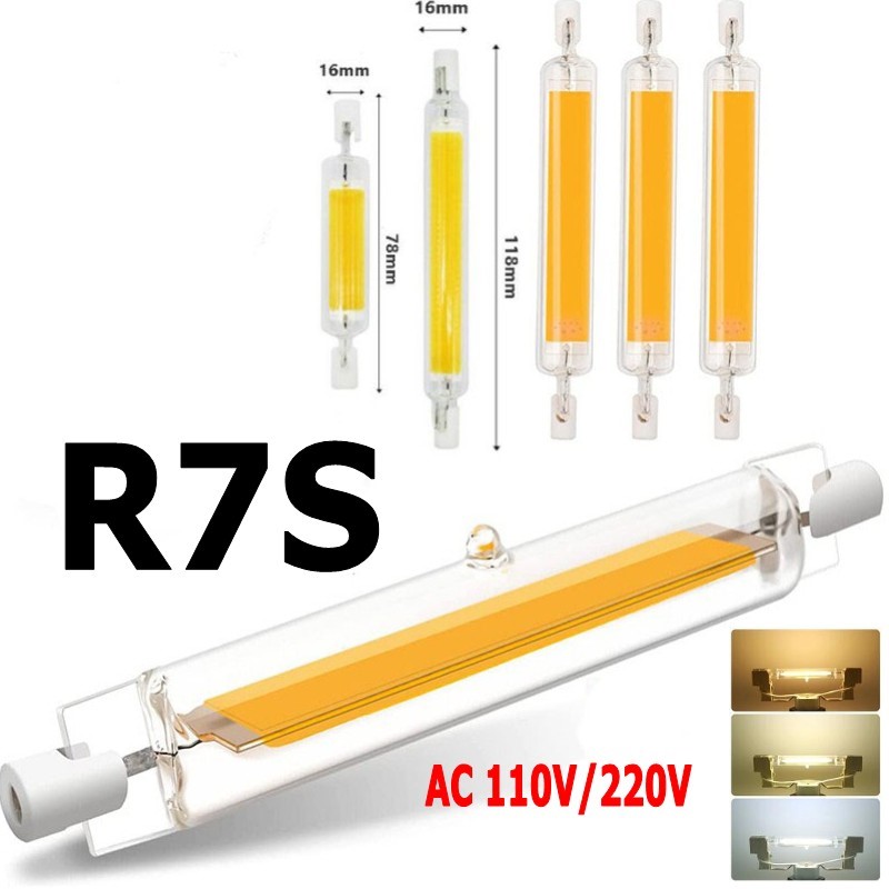 LED R7S COB可调光横插灯双端太阳灯管投光灯220V110V替代碘钨灯 - 图0